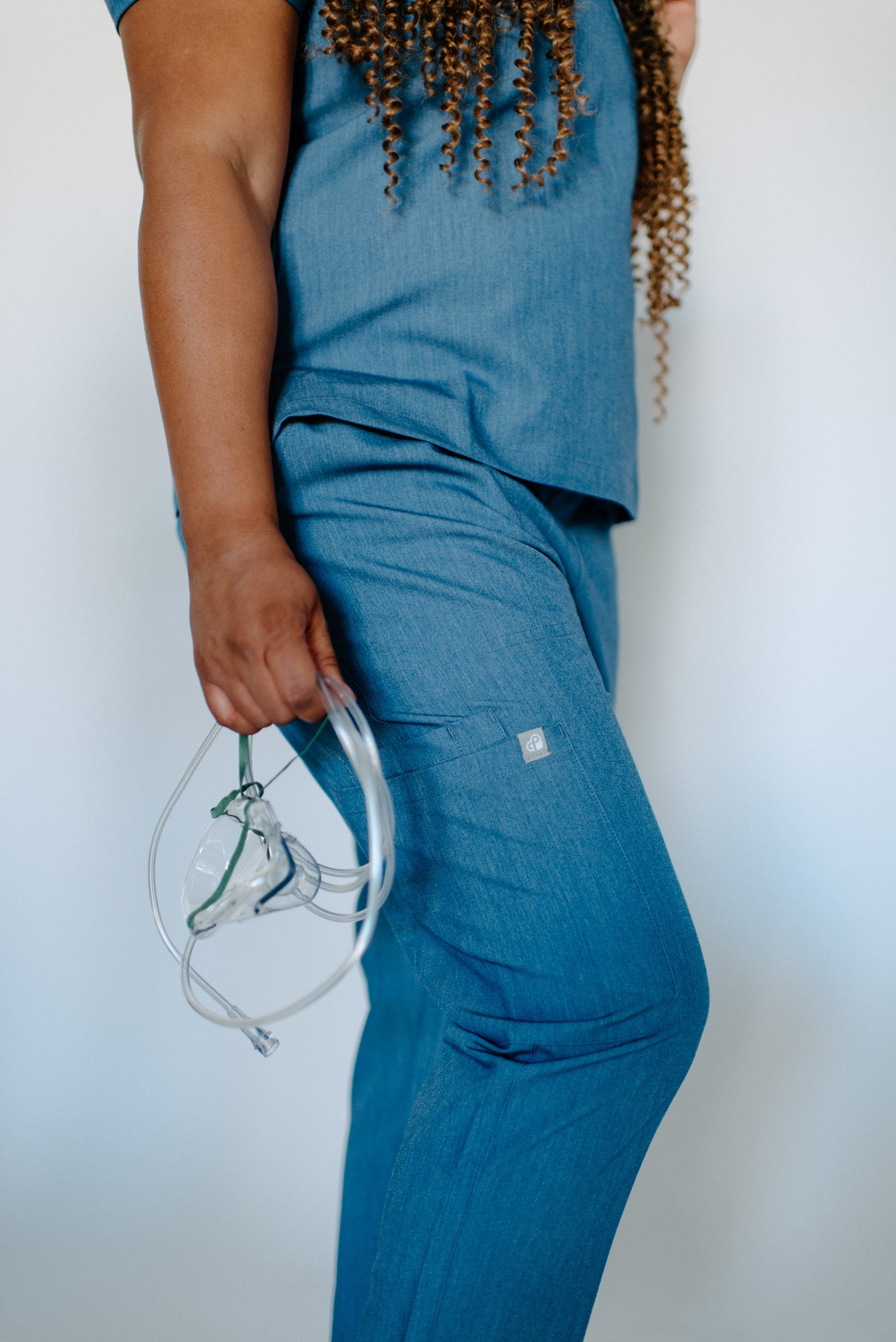 Avery Straight Leg Scrub Pant in Shock ‘em Chambray