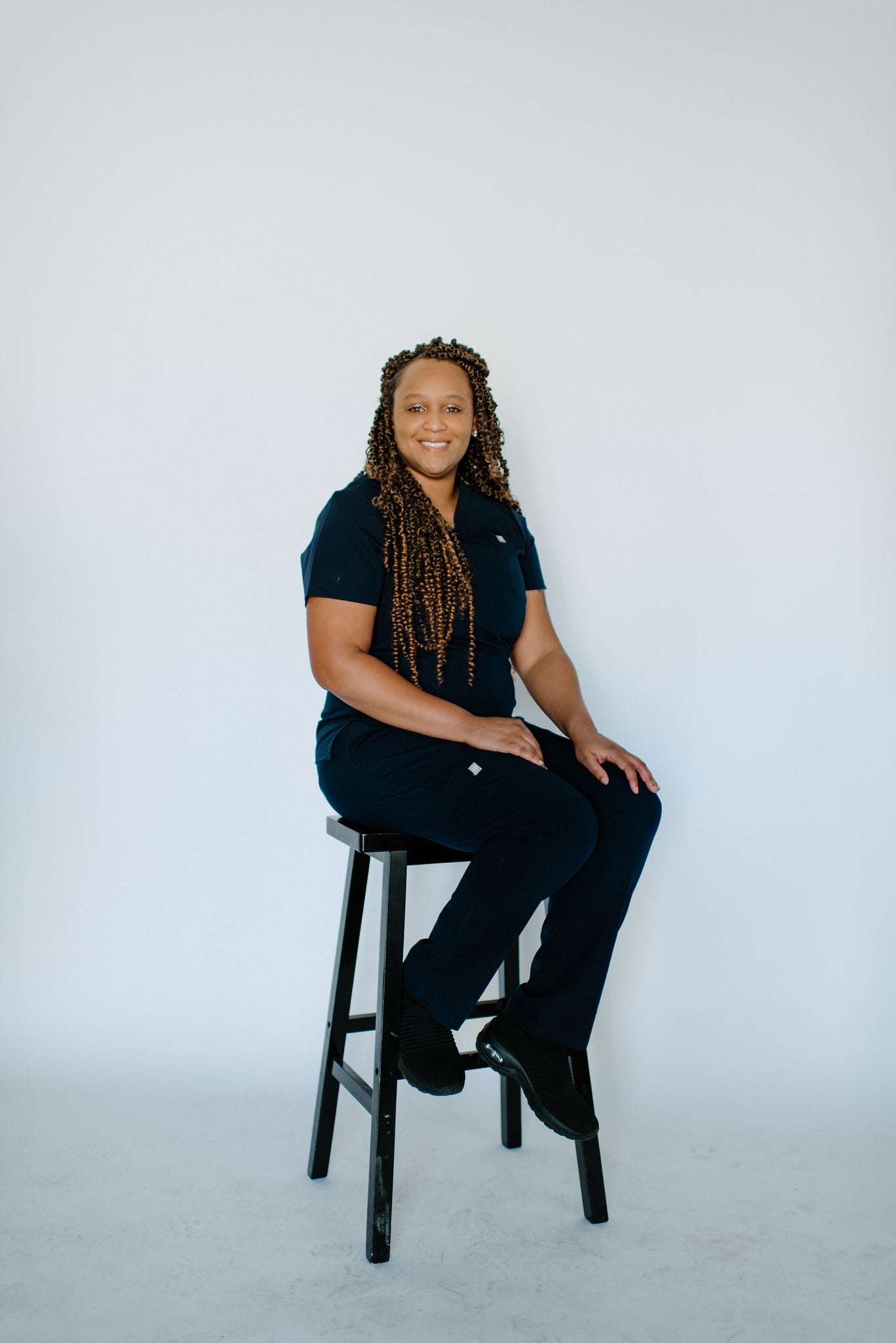 Isla One-Pocket Scrub Top in Code Navy Blue