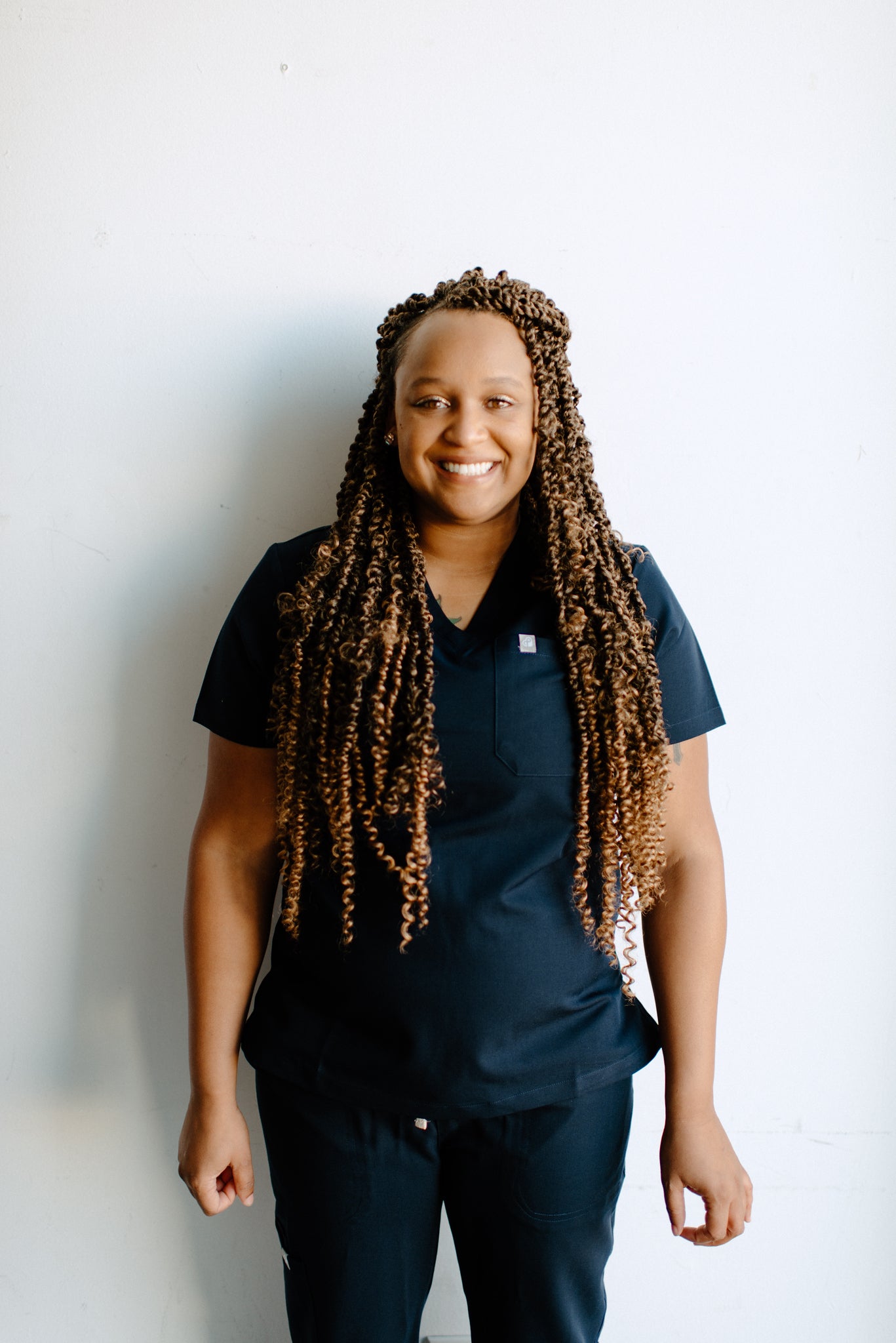 Isla One-Pocket Scrub Top in Code Navy Blue